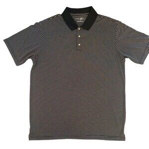 Cypress Club Tech Golf Polo Shirt Mens XL Black White Striped Short Sleeve